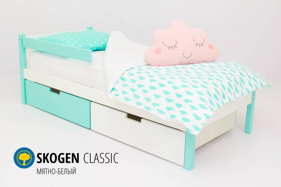 детская кровать skogen classic мятно-белый в Сочи