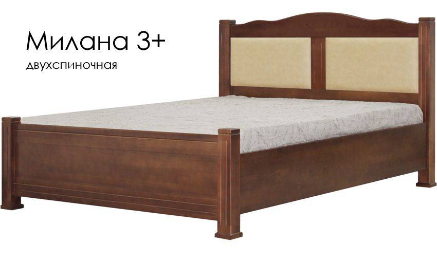 кровать милана 3+ из массива сосны со вставками из экокожи в Сочи