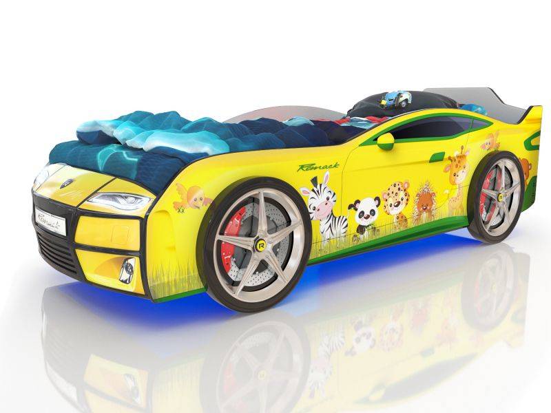 кровать-машинка romack kiddy желтая - зверята в Сочи