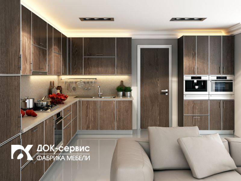 угловая кухня в алюминиевой рамке в Сочи