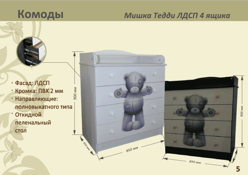 детский комод мишка тедди лдсп 4 ящика в Сочи