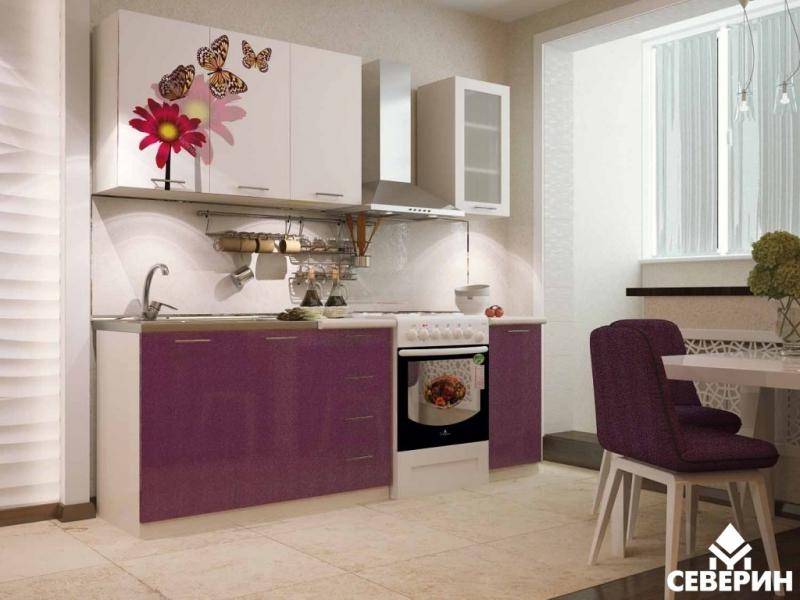 фиолетовая кухня с фотопечатью кф-83 в Сочи