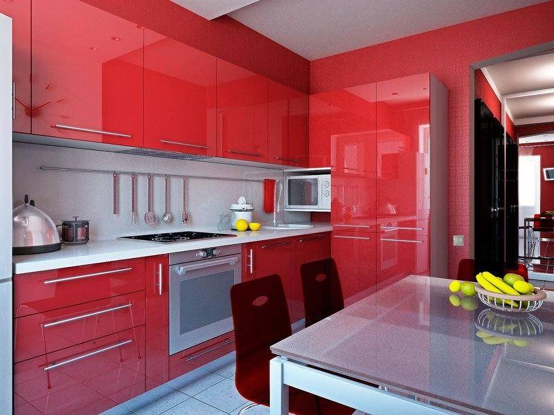 красная угловая кухня в Сочи