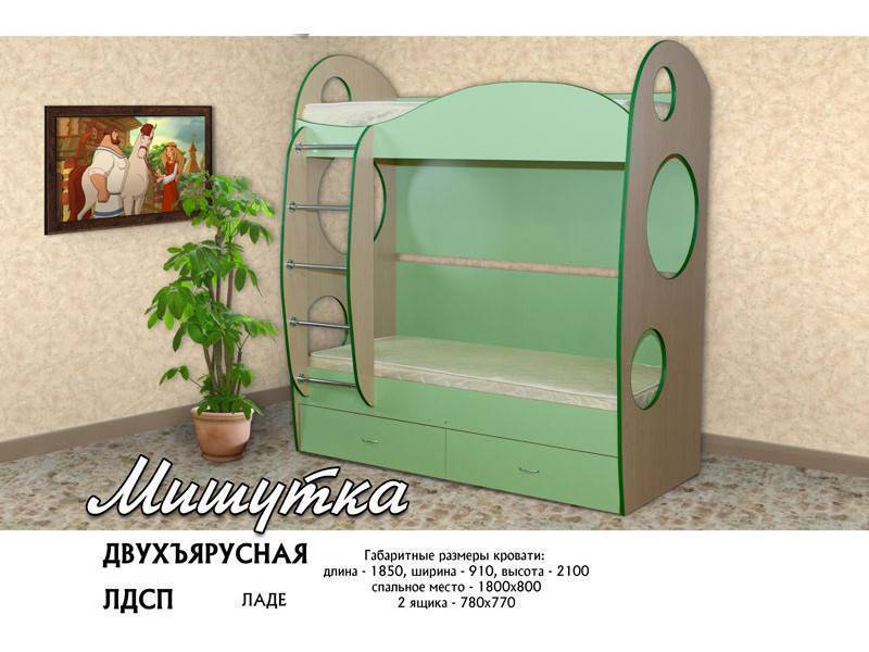 кровать двухъярусная мишутка в Сочи