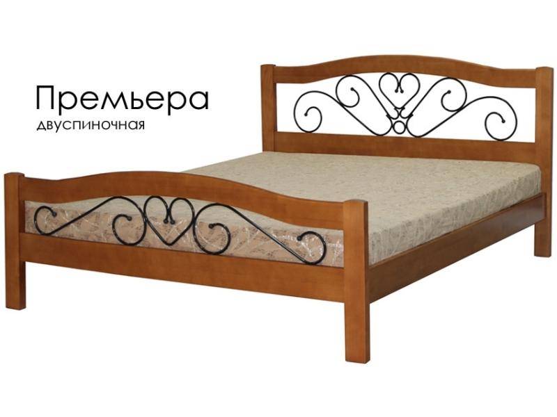 кровать премьера из массива сосны с элементами ковки в Сочи