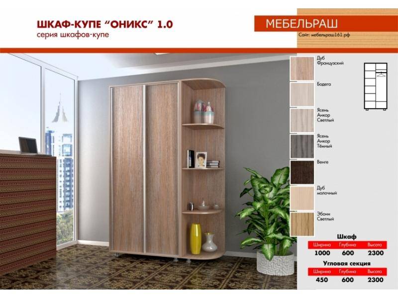 шкаф-купе раздвижной оникс 1.0 в Сочи