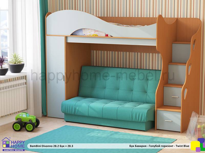 двухъярусная кровать с диваном bambini divanno 28 в Сочи