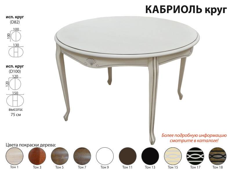 стол круглый кабриоль в Сочи