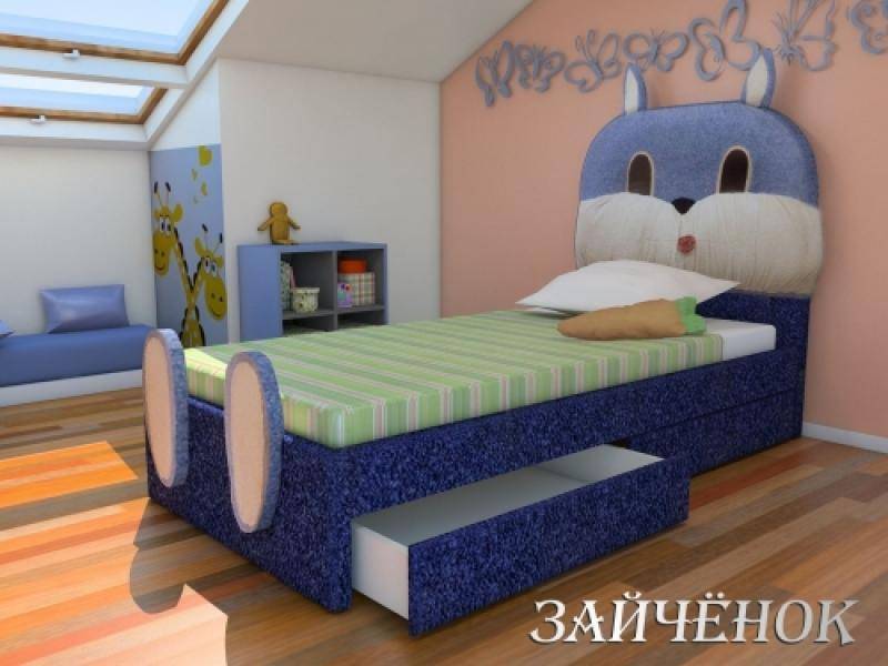 кровать зайка с мягким изголовьем кожа в Сочи