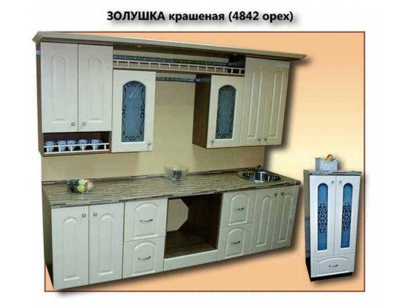 кухня золушка крашеная глянцевая (4842 орех) в Сочи