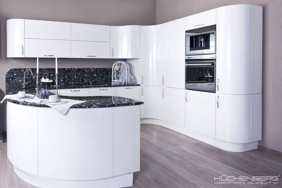 радиусная угловая кухня loft kristall в Сочи