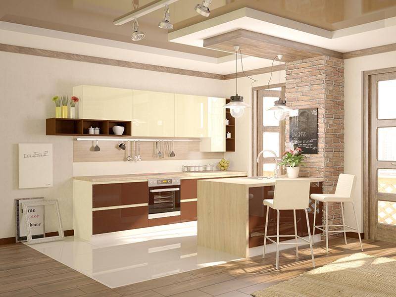светлая кухня с островом латте small в Сочи