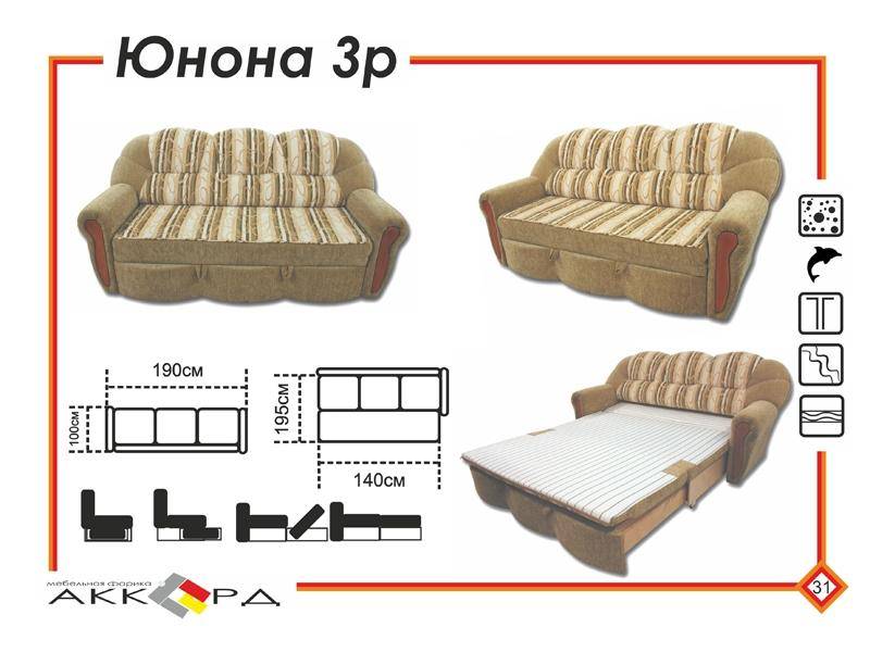 двухместный диван юнона 3р в Сочи