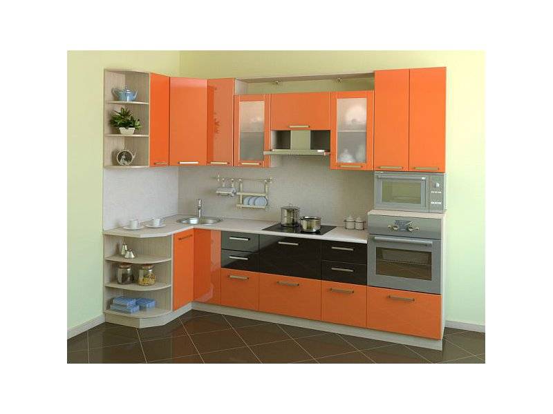 оранжевая угловая кухня малика в Сочи