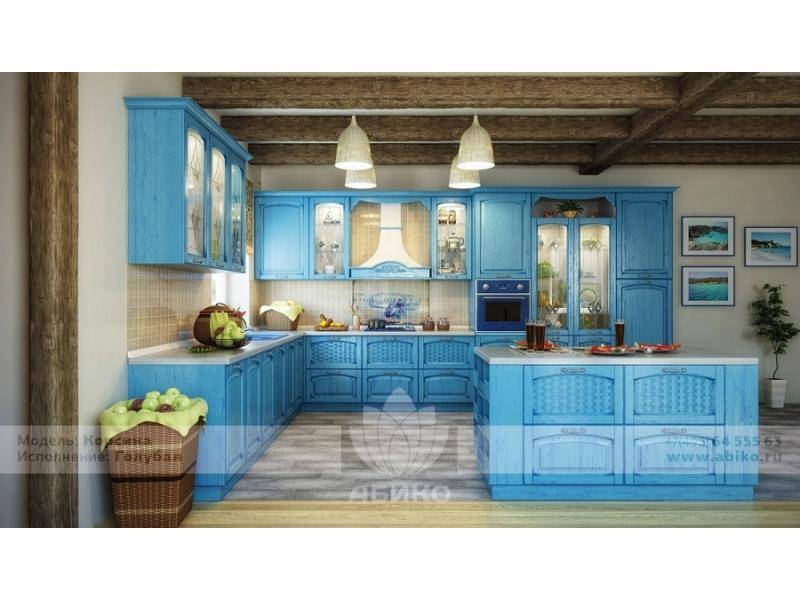 кухня корсика голубая массив в Сочи