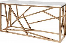 консоль geometric 180x50x90 золото, белая столешница в Сочи