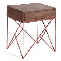 прикроватная тумба с ящиком prince box copper американский орех медная, американский орех в Сочи