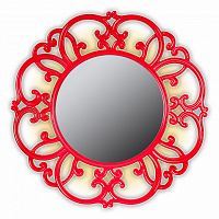зеркало круглое красное диаметр 75 см в резной раме tiffany в Сочи