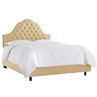 кровать двуспальная 180х200 желтая с каретной стяжкой alina tufted wheat в Сочи