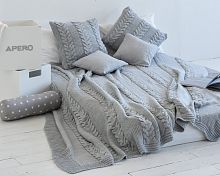 комплект плед с косами (180*220) и 2 наволочки (50*50) серый в Сочи