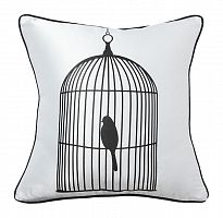 подушка с птичкой в клетке birdie in a cage white в Сочи