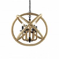 дизайнерская подвесная люстра ideal lux corda sp6 d53 коричневая в Сочи