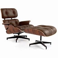 кресло eames style lounge chair & ottoman premium коричневое в Сочи