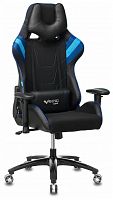 игровое кресло бюрократ бюрократ viking 4 aero, обивка: искусственная кожа, цвет: иск.кожа черная/ткань черная 26-28/сетка синяя(tw-10)-голубая(tw-55)-серая(tw-12) в Сочи