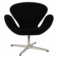 кресло arne jacobsen style swan chair черная шерсть в Сочи