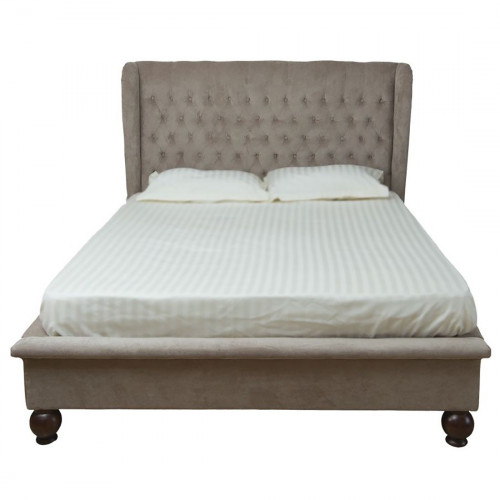 кровать двуспальная 160х200 из велюра бежевая bliss в Сочи