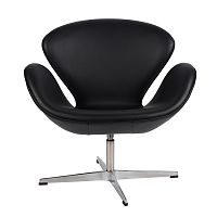кресло arne jacobsen style swan chair черное в Сочи