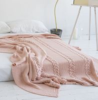 комплект плед с косами (180*220) и 2 наволочки (50*50) св. персик в Сочи