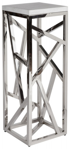 консоль geometric высокая 40x40x110 металл, белая столешница в Сочи
