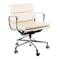 кресло eames style с регулируемой высотой кремовая кожа в Сочи