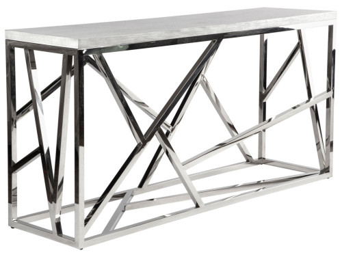 консоль geometric 180x50x90 хром, белая столешница в Сочи