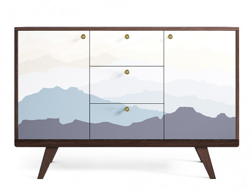 комод thimon темный дуб принт 021 белый, синий в Сочи
