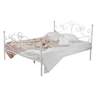 кованая двуспальная кровать 180х200 с двумя спинками белая флоренция в Сочи