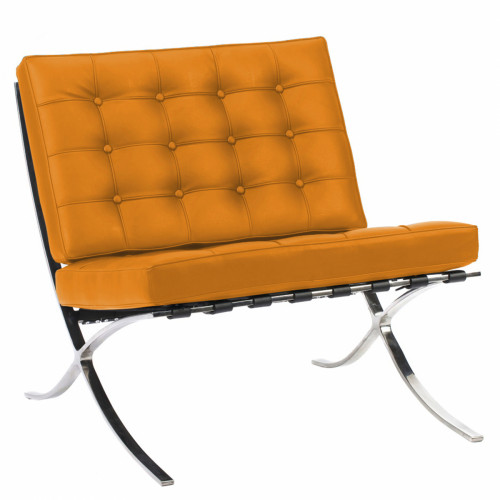 кресло barcelona chair кожа оранжевое в Сочи