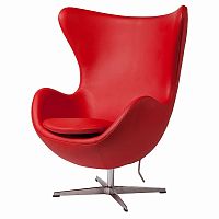 кресло egg chair кожа красное в Сочи