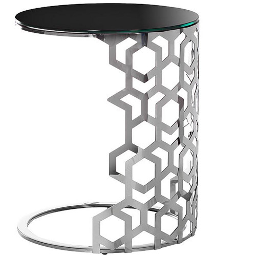 стол приставной silver circle 50x50х60 черный, серебро в Сочи