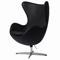 кресло egg chair кожа черное в Сочи
