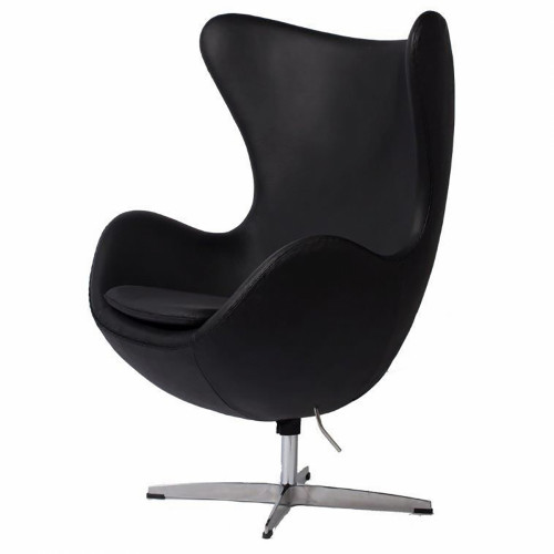 кресло egg chair кожа черное в Сочи