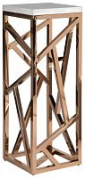 консоль geometric высокая 40x40x110 золото, белая столешница в Сочи