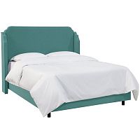 кровать двуспальная с мягкой спинкой 160х200 зеленая aurora wingback teal в Сочи