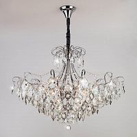 подвесная люстра eurosvet crystal 10080/12 хром/прозрачный хрусталь strotskis в Сочи