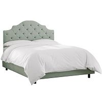 кровать двуспальная 180х200 светло-голубая с каретной стяжкой henley tufted swedish blue в Сочи