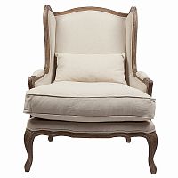 кресло мягкое с ушами lorraine chair with burlap бежевое в Сочи
