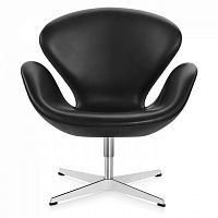 кресло swan chair кожа черное в Сочи