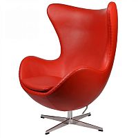 кресло arne jacobsen style egg chair кожа красное в Сочи