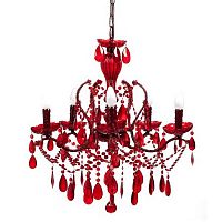 люстра 19th c. rococo iron & smoke crystal round (красная) красная в Сочи